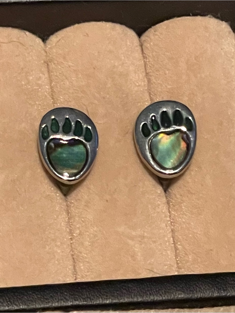 Colorful Bear Paw Print Stud Earrings